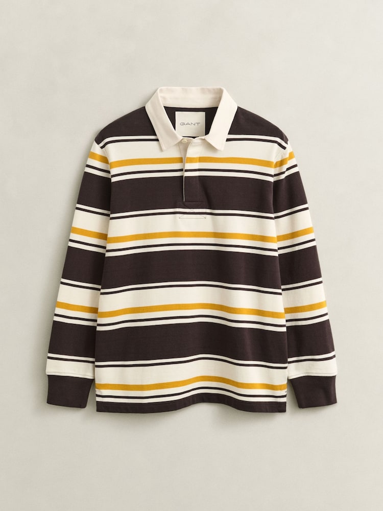 GANT Grey Heavyweight Stripe Rugby Shirt - Image 6 of 6 GANT Grey Heavyweight Stripe Rugby Shirt - Image 6 of 6