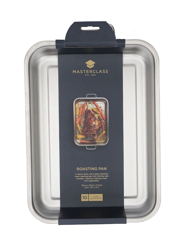 Masterclass Grey 32x23CM Stainless Steel Roasting Pan - Image 1 of 3