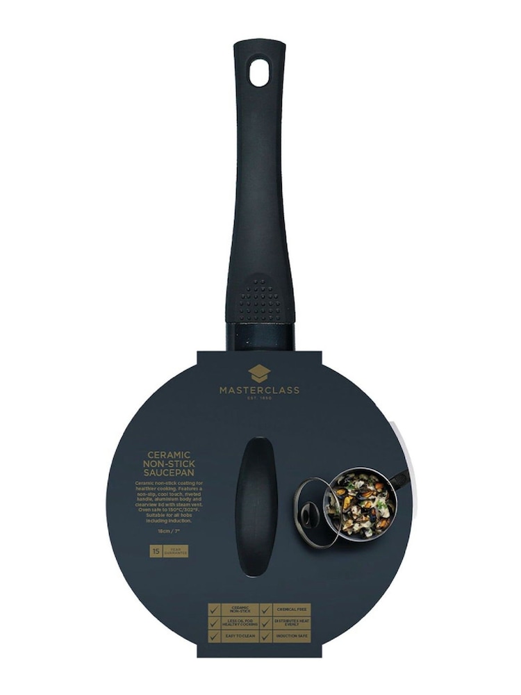 MasterClass Grey 18cm Ceramic Coated Saucepan - Image 4 of 4 MasterClass Grey 18cm Ceramic Coated Saucepan - Image 4 of 4