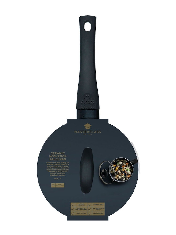 MasterClass Grey 18cm Ceramic Coated Saucepan - Image 5 of 5 MasterClass Grey 18cm Ceramic Coated Saucepan - Image 5 of 5