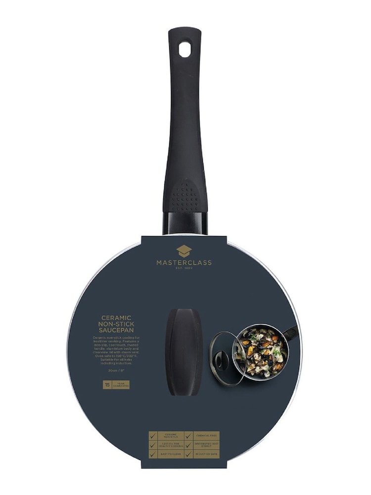 MasterClass Grey 20cm Ceramic Coated Saucepan - Image 4 of 4