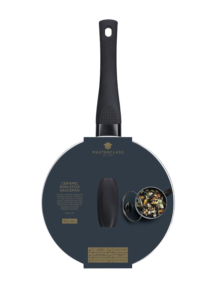 MasterClass Grey 20cm Ceramic Coated Saucepan - Image 6 of 6