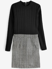 Schwarz - Mini-Pulloverkleid aus Tweed-Mix - Bild 5 von 5