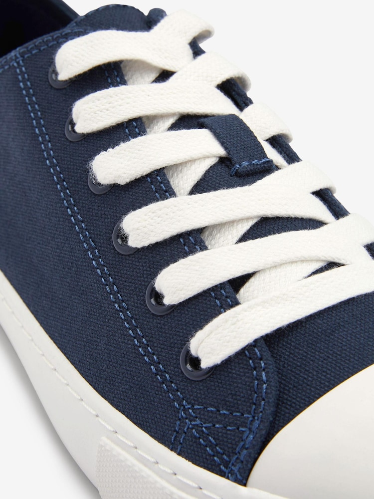 Navy Blue Regular/Wide Fit Baseball Canvas Trainers - Image 6 of 6