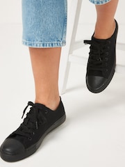 Black Regular/Wide Fit Baseball Canvas Trainers - Image 2 of 6