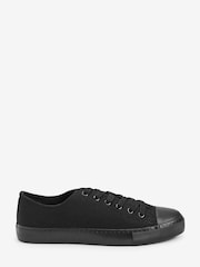 Black Regular/Wide Fit Baseball Canvas Trainers - Image 3 of 6