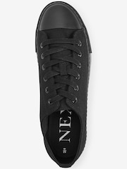 Black Regular/Wide Fit Baseball Canvas Trainers - Image 5 of 6