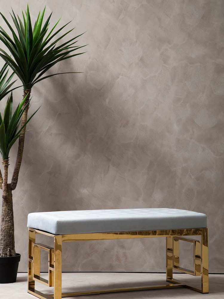 Fifty Five South Blue Allure Velvet Bench Side Table - Image 1 of 5