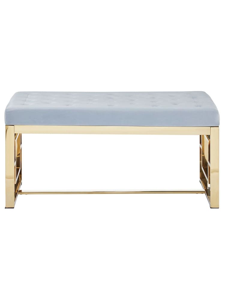 Fifty Five South Blue Allure Velvet Bench Side Table - Image 2 of 5