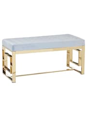 Fifty Five South Blue Allure Velvet Bench Side Table - Image 3 of 5