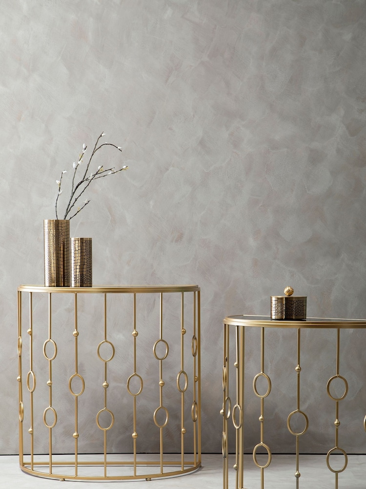 Fifty Five South Set of 2 Gold Faiza Half Moon Console Tables - Image 1 of 5