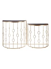 Fifty Five South Set of 2 Gold Faiza Half Moon Console Tables - Image 2 of 5