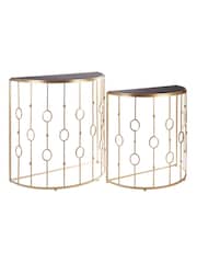 Fifty Five South Set of 2 Gold Faiza Half Moon Console Tables - Image 3 of 5