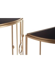 Fifty Five South Set of 2 Gold Faiza Half Moon Console Tables - Image 4 of 5