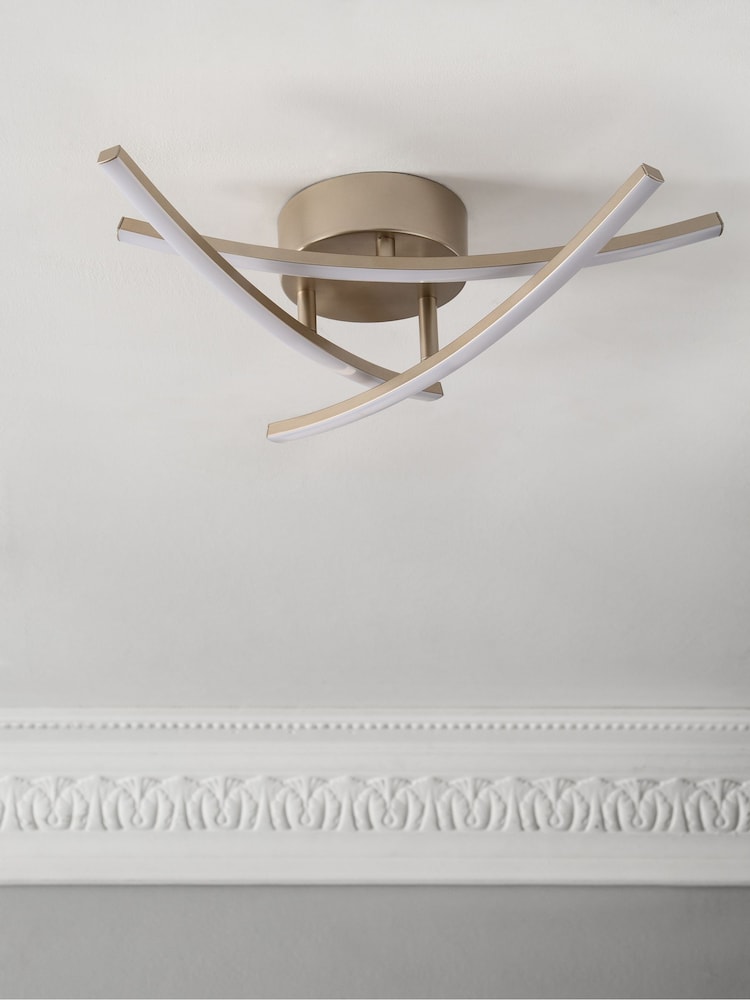 Champagne Gold Amari LED Flush Ceiling Light - Image 2 of 9