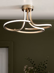 Champagne Gold Sculptural LED Flush Ceiling Light - Image 1 of 9