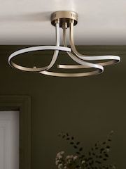 Champagne Gold Sculptural LED Flush Ceiling Light - Image 2 of 9