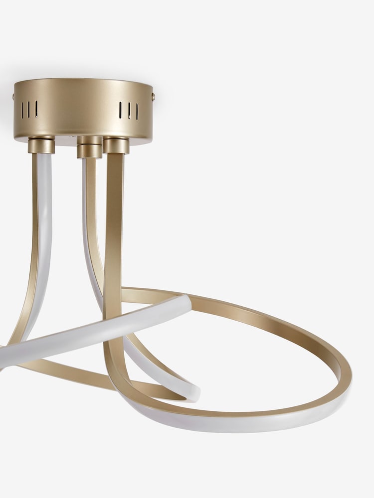 Champagne Gold Sculptural LED Flush Ceiling Light - Image 9 of 9
