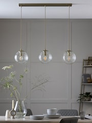Brass Bourton Linear 3 Light Pendant Ceiling Lights - Image 2 of 5