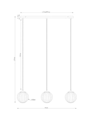 Brass Bourton Linear 3 Light Pendant Ceiling Lights - Image 4 of 5