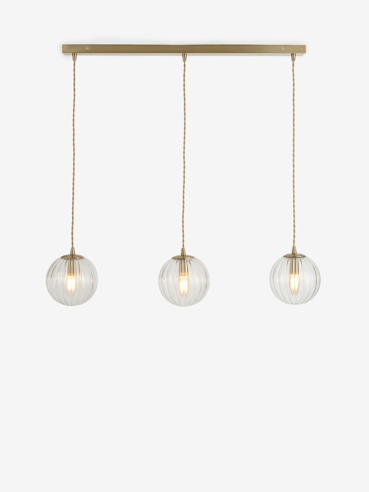 Brass Bourton Linear 3 Light Pendant Ceiling Lights - Image 5 of 5