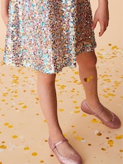 Rose Pink Glitter Standard Fit (F) Mary Jane Occasion Shoes - Image 1 of 5