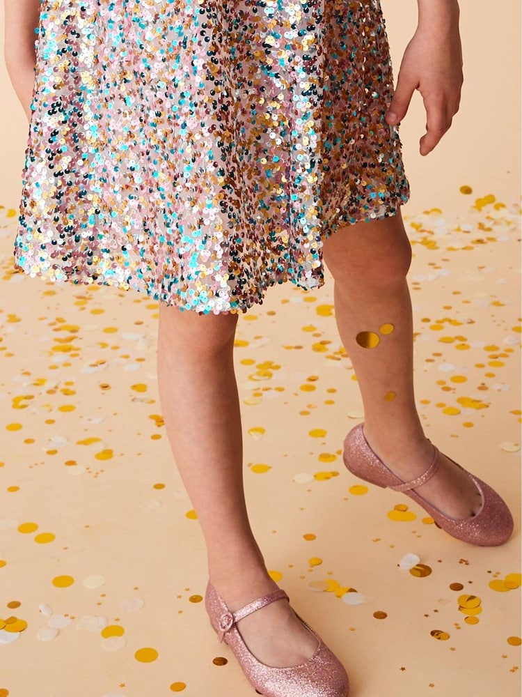 Rose Pink Glitter Standard Fit (F) Mary Jane Occasion Shoes - Image 1 of 5