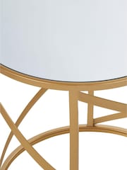 Fifty Five South Set of 2 Gold Avantis Round Side Tables With Mirror Top - Image 3 of 4