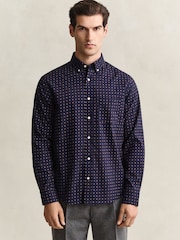 GANT Blue Classic Fit Medallion Print Shirt - Image 1 of 5