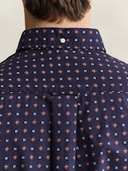 GANT Blue Classic Fit Medallion Print Shirt - Image 5 of 5