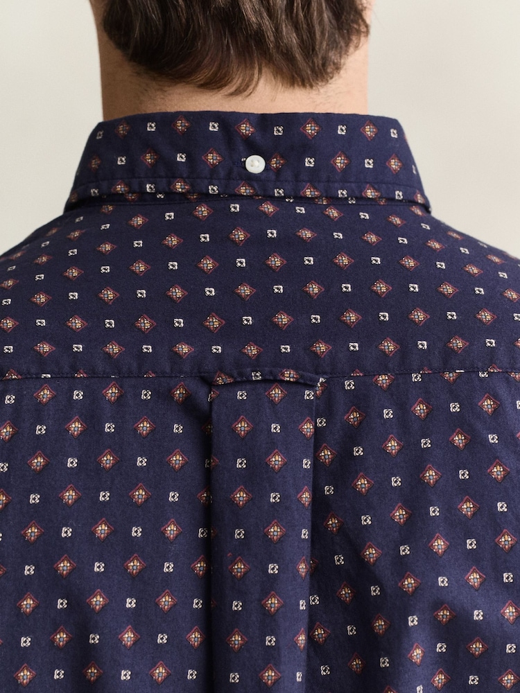 GANT Blue Classic Fit Medallion Print Shirt - Image 5 of 5 GANT Blue Classic Fit Medallion Print Shirt - Image 5 of 5