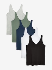 Schwarz/Weiß/Grau/Blau/Grün - Slouch-Tops, 5er-Pack - Bild 1 von 14