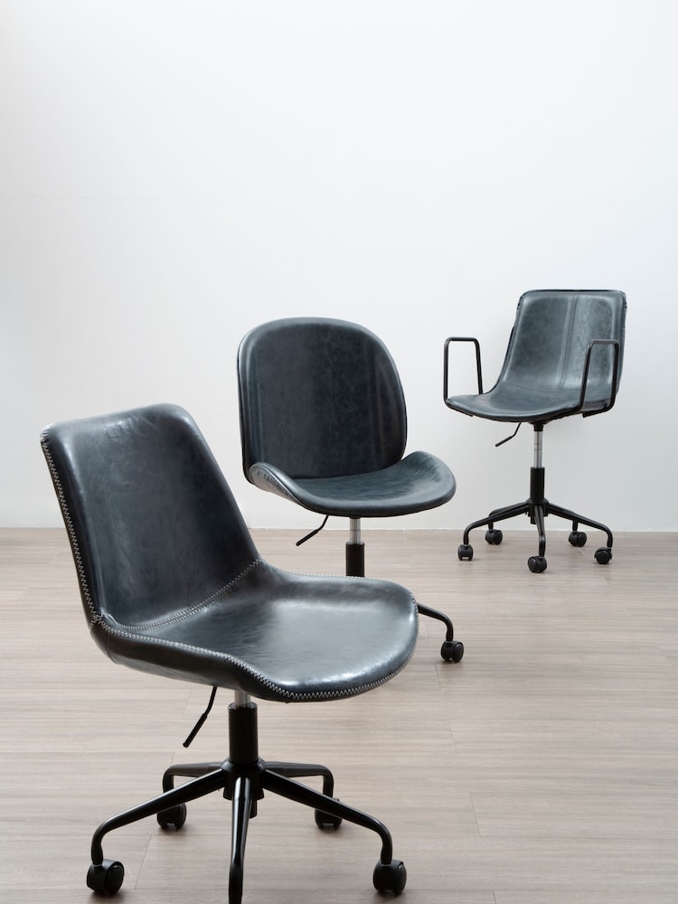 Fifty Five South Grey Branson Leather Effect Office Chair - Image 1 of 4