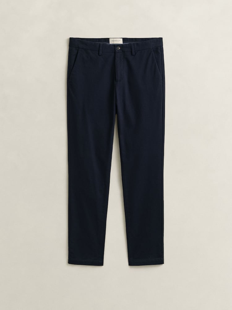 Zils - GANT Smart Slim Fit smalka tvīla chino bikses - Attēls 6 no 6