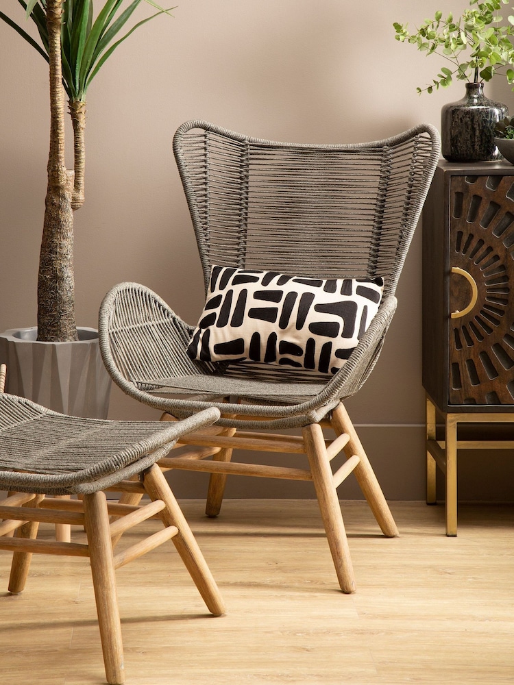Fifty Five South Brown Sisal Lounge Chair Footstool - Image 1 of 5