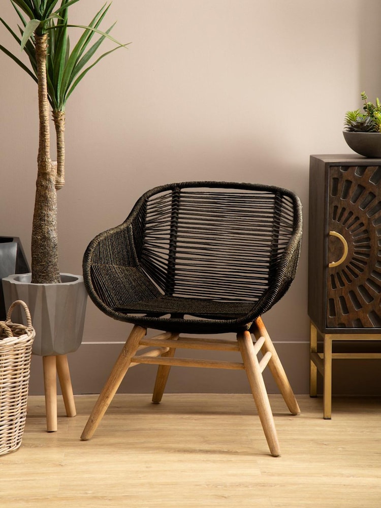 Fifty Five South Black Sisal Armchair - Image 1 of 6