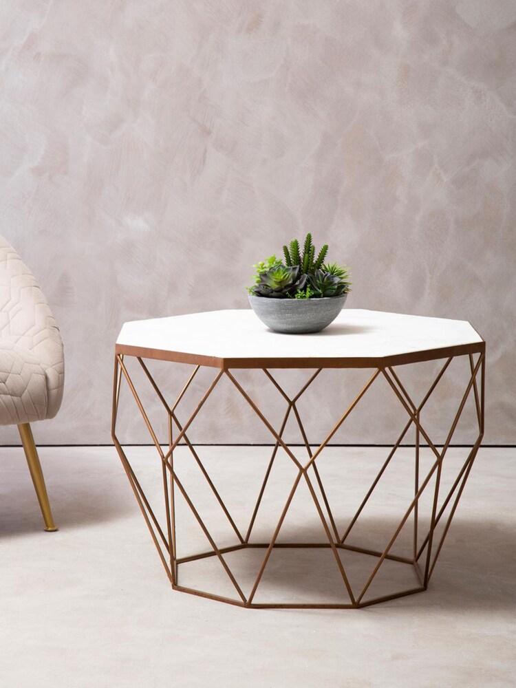 Fifty Five South White Shalimar Marble Octagon Coffee Table - Image 1 of 3