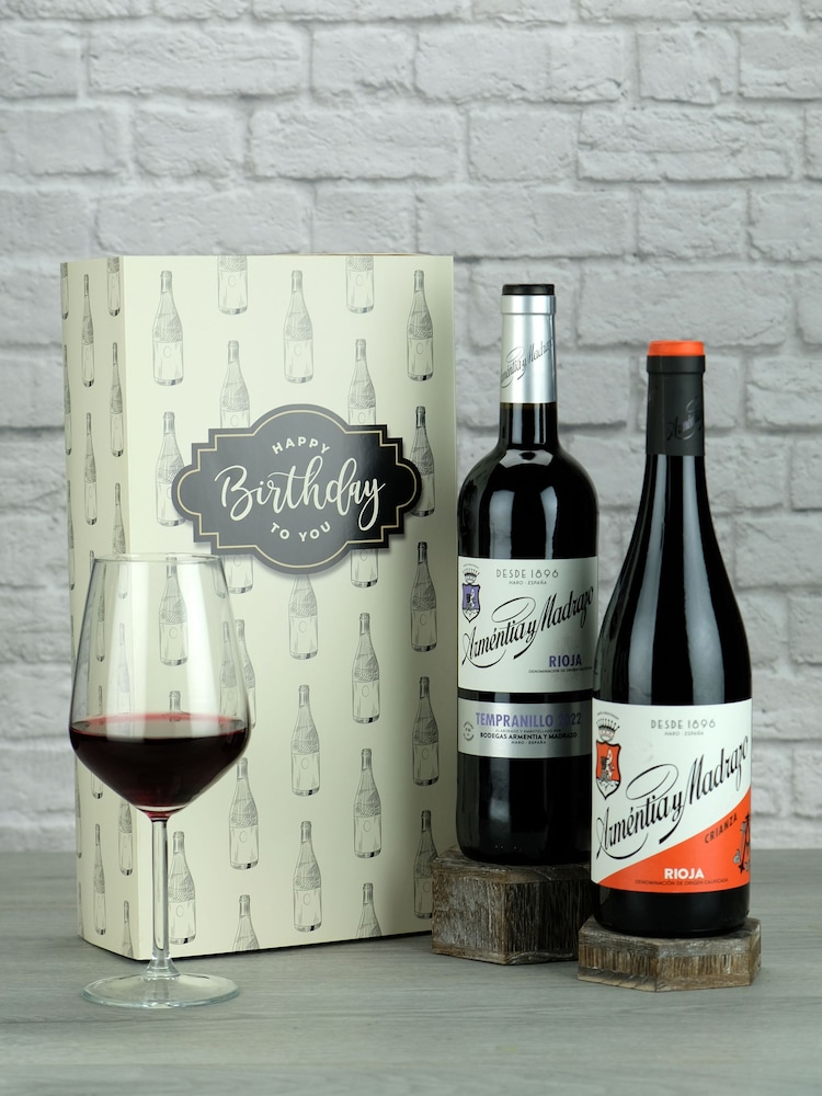 Le Bon Vin Happy Birthday Rioja Twin Wine Gift Box - Image 1 of 1