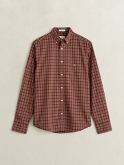 GANT Brown Regular Fit Poplin Check Shirt - Image 1 of 3