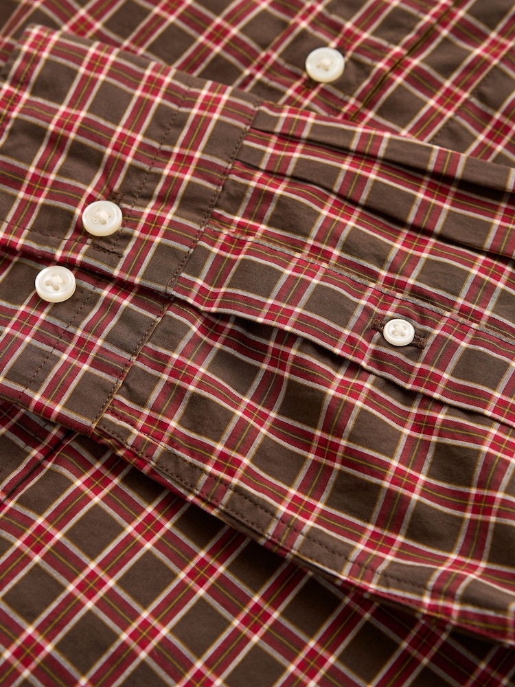 GANT Brown Regular Fit Poplin Check Shirt - Image 2 of 3 GANT Brown Regular Fit Poplin Check Shirt - Image 2 of 3