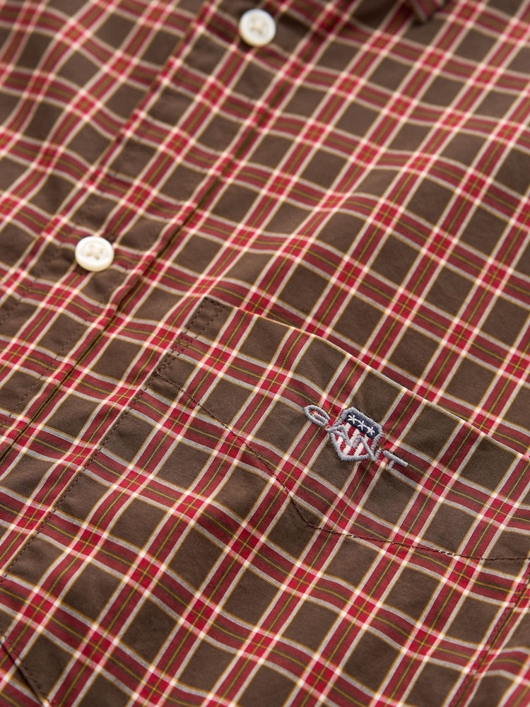 GANT Brown Regular Fit Poplin Check Shirt - Image 3 of 3 GANT Brown Regular Fit Poplin Check Shirt - Image 3 of 3