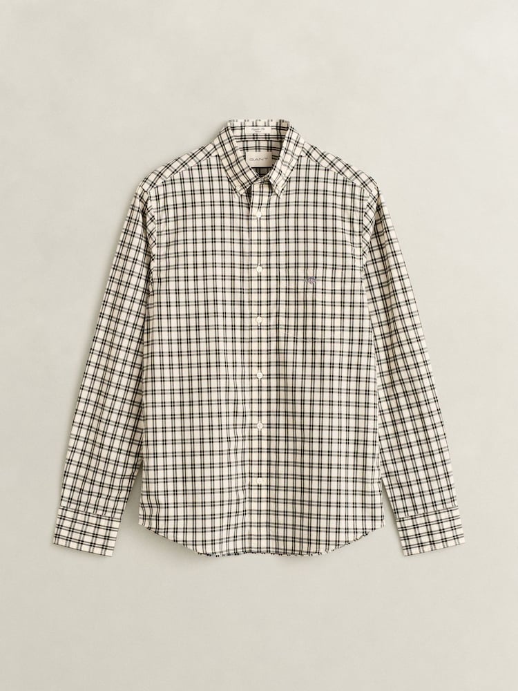 GANT White Regular Fit Poplin Check Shirt - Image 1 of 3 GANT White Regular Fit Poplin Check Shirt - Image 1 of 3