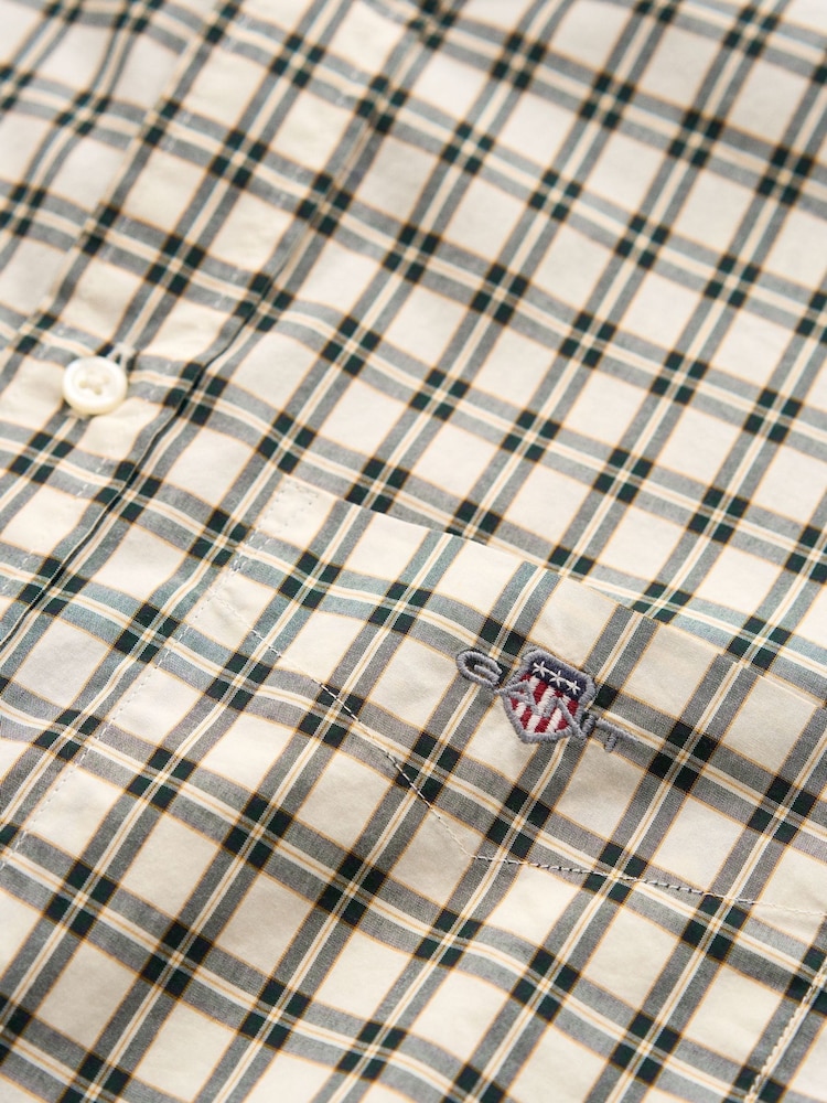 GANT White Regular Fit Poplin Check Shirt - Image 3 of 3 GANT White Regular Fit Poplin Check Shirt - Image 3 of 3