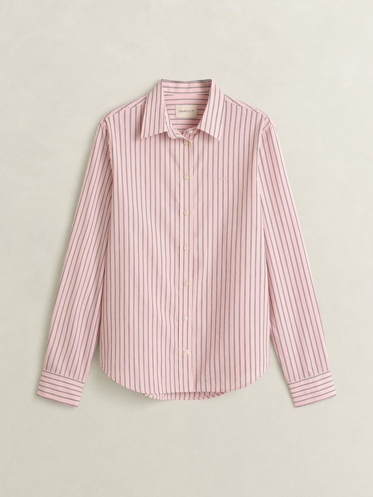 Қызғылт - GANT Regular Fit жолақты поплин жейдесі - 3суретінің 1 суреті
