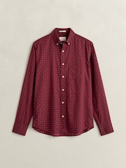 GANT Red Classic Fit Medallion Print Shirt - Image 1 of 3