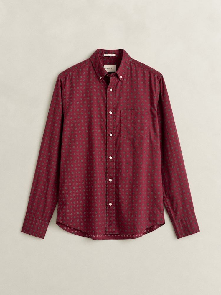 GANT Red Classic Fit Medallion Print Shirt - Image 1 of 3 GANT Red Classic Fit Medallion Print Shirt - Image 1 of 3