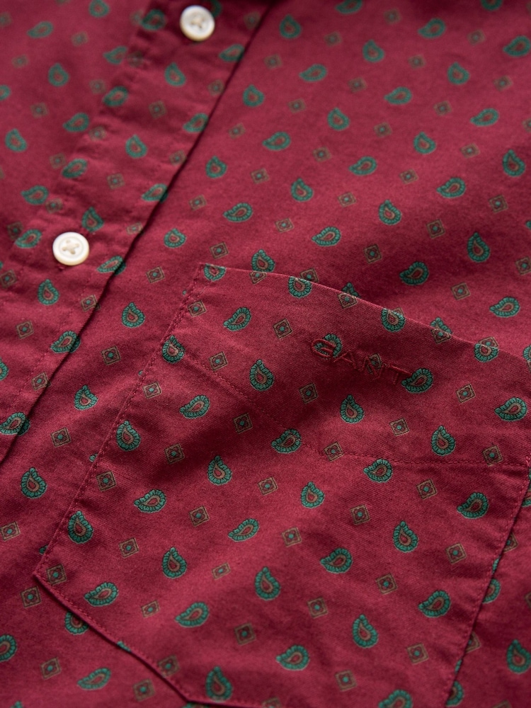 GANT Red Classic Fit Medallion Print Shirt - Image 3 of 3 GANT Red Classic Fit Medallion Print Shirt - Image 3 of 3