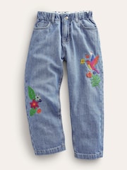 Boden Blue Embroidered Barrel Leg Jeans - Image 1 of 3