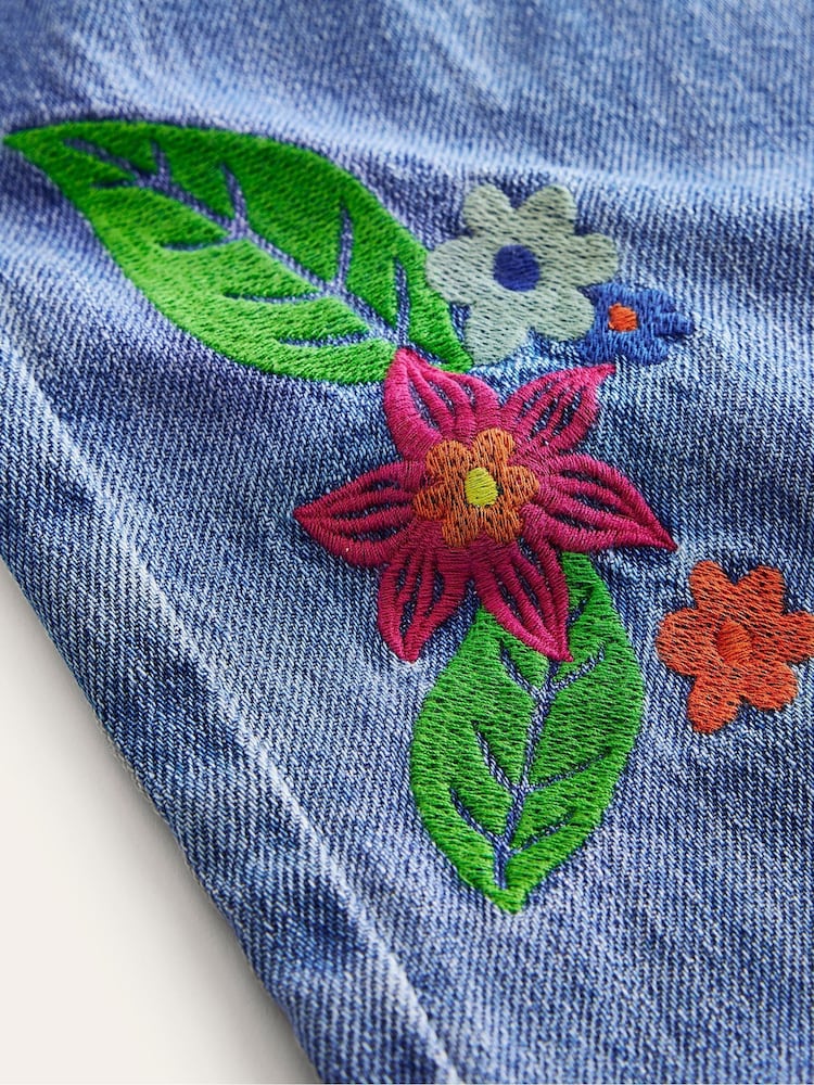 Boden Blue Embroidered Barrel Leg Jeans - Image 3 of 3 Boden Blue Embroidered Barrel Leg Jeans - Image 3 of 3