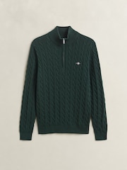 Grön - GANT Cable Knit Zip Neck Jumper - Bild 3 av 3